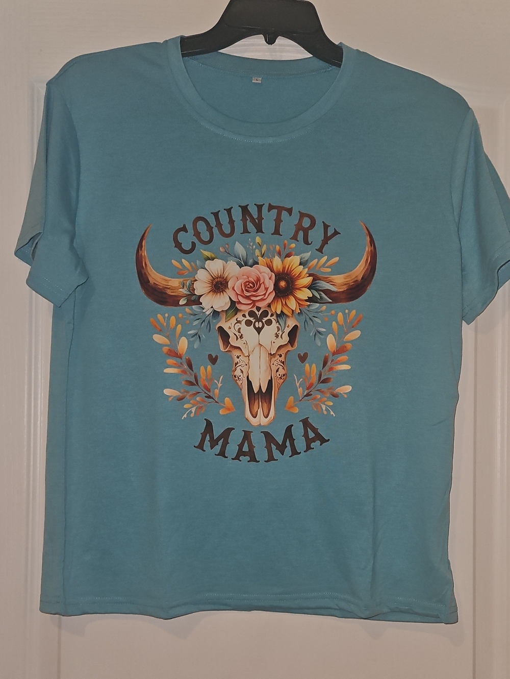 Graphic Shirt Custom Mama Floral Bull Skull New